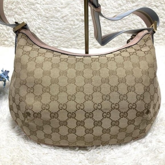 100% Authentic Gucci GG Canvas Beige Pink  Shoulder Bag - Picture 2 of 16